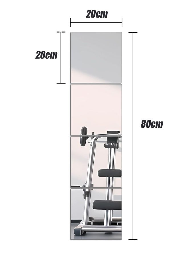 HOMESTAR Full Length Wall Mirror Tiles, 8" x 8" x 4Pcs Frameless Wall Mounted Mirror Glass Wall Mirror for Home Gym, Door, Bedroom, Living Room - Image 3