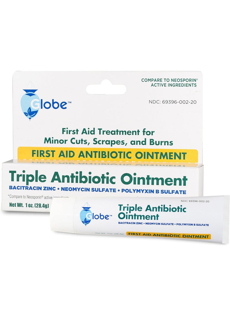 Globe Globe Triple Antibiotic First Aid Ointment, 1 Oz. | 24-Hour Infection Protection, Treatment for Minor Scrapes, Burns and Cuts | (1 Tube) 