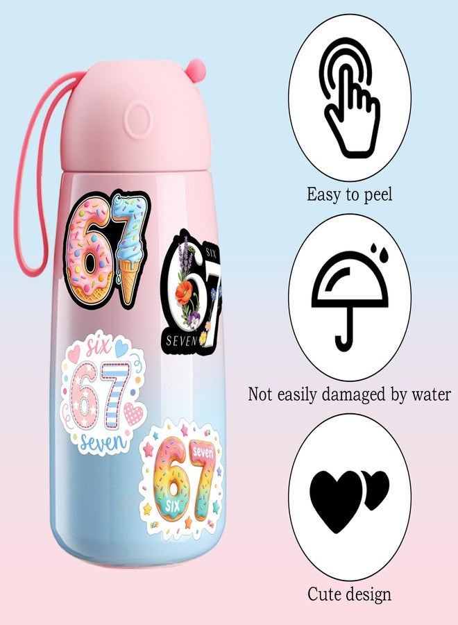 CYUXING 10Pcs Ten Styles of 67 Stickers, 67 Party Favors Decorations Supplies, Fun Ice Cream Neon Halo Stickers Decor Suitable for Laptops Water Bottles & Phone Cases - Image 3