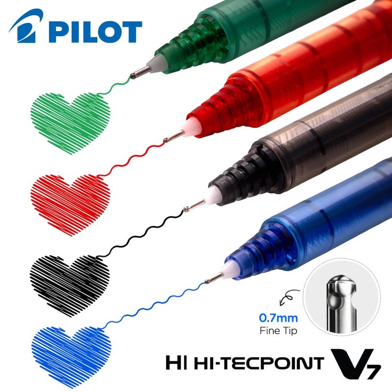 PILOT قلم V7 - جسم أزرق، حبر أزرق، عبوة من 12 - Image 4