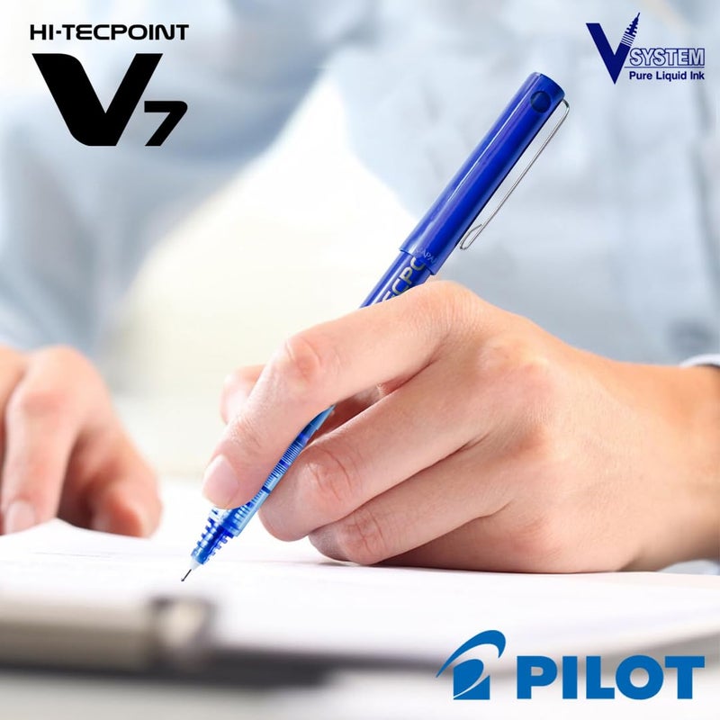 PILOT قلم V7 - جسم أزرق، حبر أزرق، عبوة من 12 - Image 3