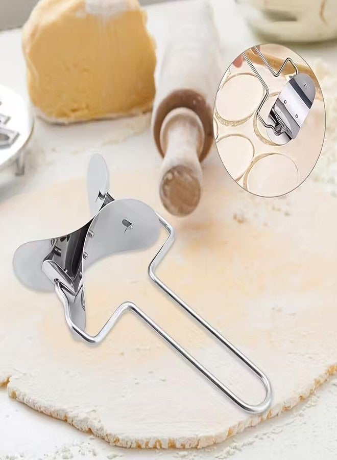 Kymio 2 in 1 Stainless Steel Puri Cutter Dough Cutter Momos Dumpling Poori Roti Pastry Cutting Wheel Kitchen Tool for Chapati Kachori Pizza Sheet Manual Food Grade Steel - Image 2