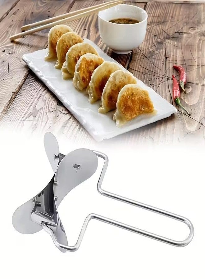 Kymio 2 in 1 Stainless Steel Puri Cutter Dough Cutter Momos Dumpling Poori Roti Pastry Cutting Wheel Kitchen Tool for Chapati Kachori Pizza Sheet Manual Food Grade Steel - Image 3