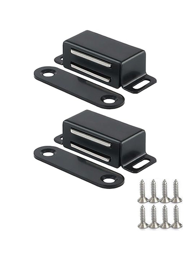 2Pcs Magnetic Cabinet Door Catch Strong Magnetic Stainless Steel Cabinet Latch Door Magnet Keep Kitchen Bathroom Cupboard Wardrobe Closet Door Drawer Tightly Closed Black - Image 1