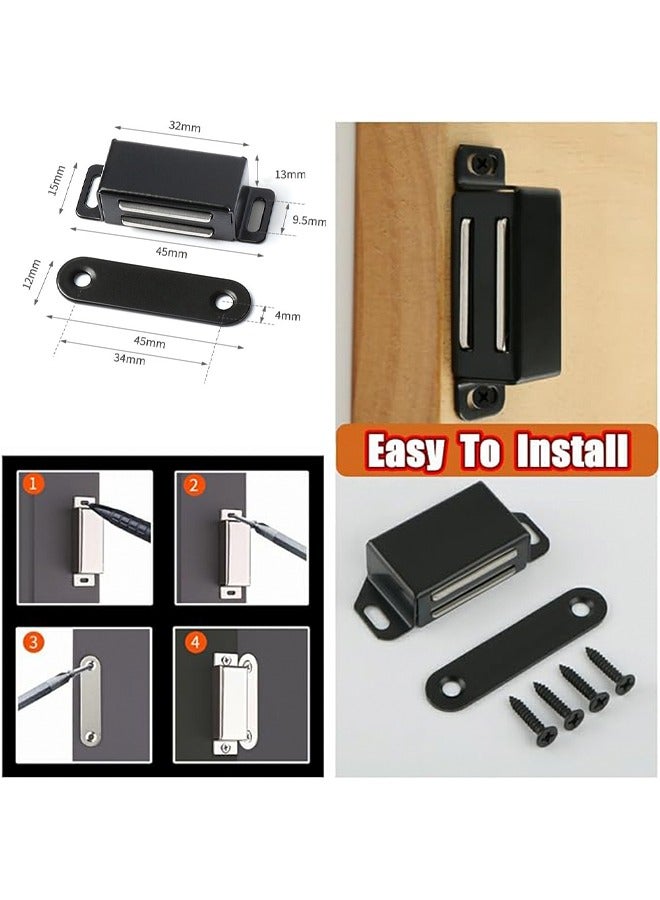 2Pcs Magnetic Cabinet Door Catch Strong Magnetic Stainless Steel Cabinet Latch Door Magnet Keep Kitchen Bathroom Cupboard Wardrobe Closet Door Drawer Tightly Closed Black - Image 3