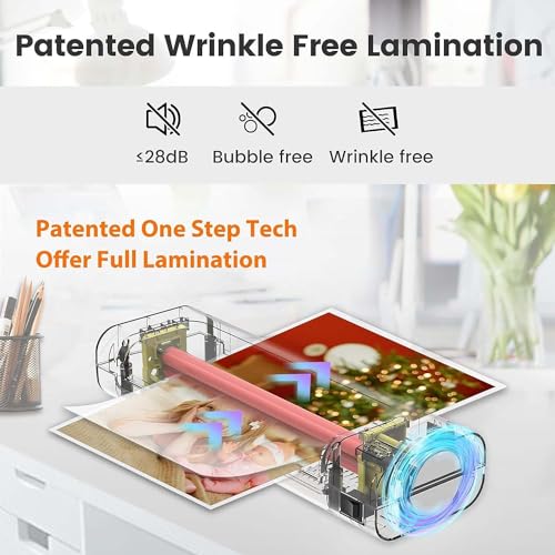 VidaTeco Laminator Machine, Portable A4 Thermal Laminator with Hot and Cold Settings, Quick Warm-up and No Bubbles with 30 Pouches, 1 Corner Rounder,1 Paper Cutter (White-Gray) - Image 4