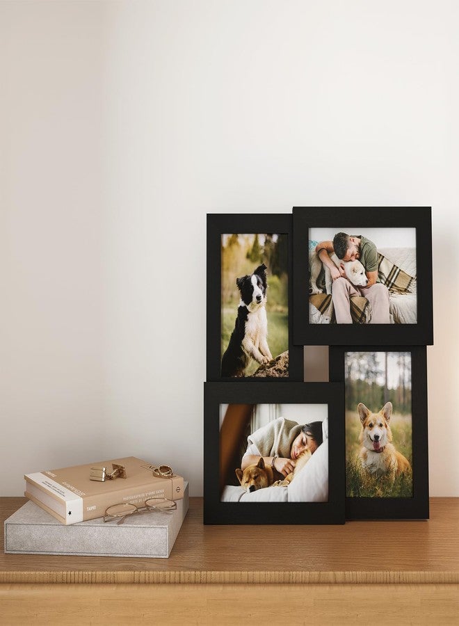 Egofine 4x6 Collage Picture Frames, Made of Solid Wood, Family Picture Frame Display Four 4x6 Photos, Covered by Plexiglass for Wall Hanging and Tabletop, Black - Image 5