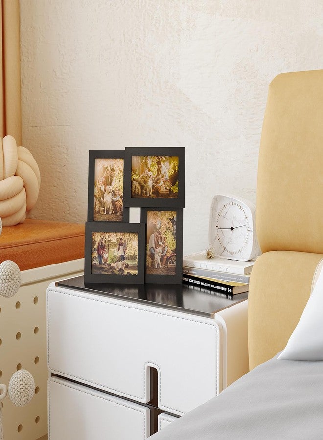 Egofine 4x6 Collage Picture Frames, Made of Solid Wood, Family Picture Frame Display Four 4x6 Photos, Covered by Plexiglass for Wall Hanging and Tabletop, Black - Image 4
