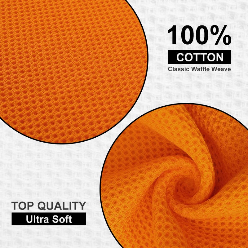 Kitinjoy 100% Cotton Kitchen Dish Cloths  6 Pack Waffle Weave Ultra Soft Absorbent Dish Towels for Drying Dishes Quick Drying Kitchen Towels Dish Rags  12 X 12 Inches  Orange - Image 1