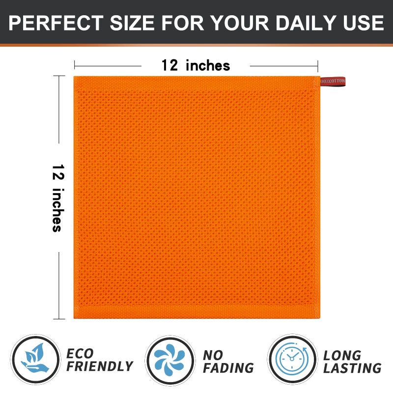 Kitinjoy 100% Cotton Kitchen Dish Cloths  6 Pack Waffle Weave Ultra Soft Absorbent Dish Towels for Drying Dishes Quick Drying Kitchen Towels Dish Rags  12 X 12 Inches  Orange - Image 4