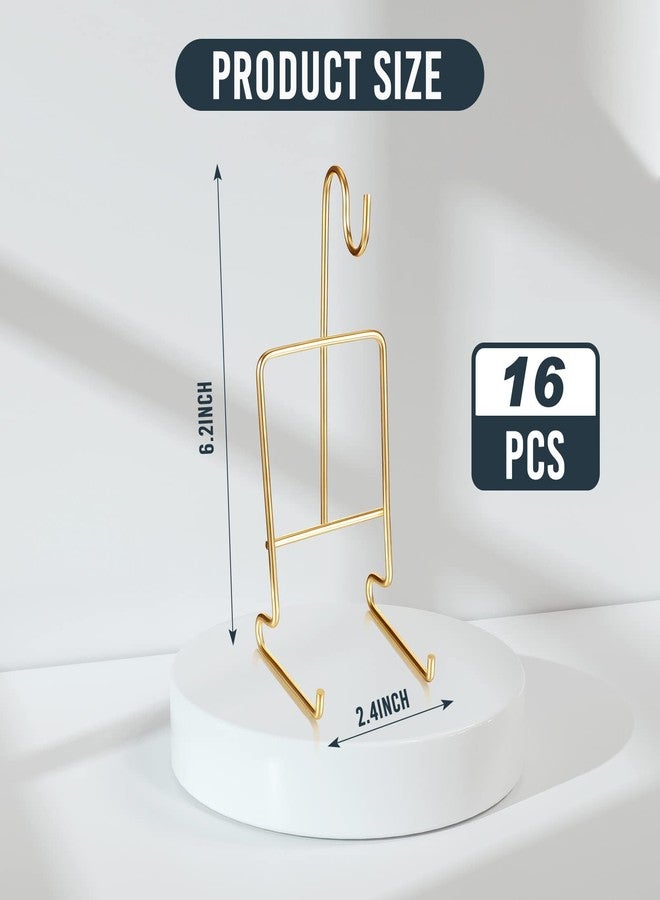 Suclain 16 Pcs Small Tea Cup and Saucer Display Stand Holder Rack China Metal Cup Saucer Holder Display Shelf Coffee Mug Organizer for Plate Teapot - Image 2