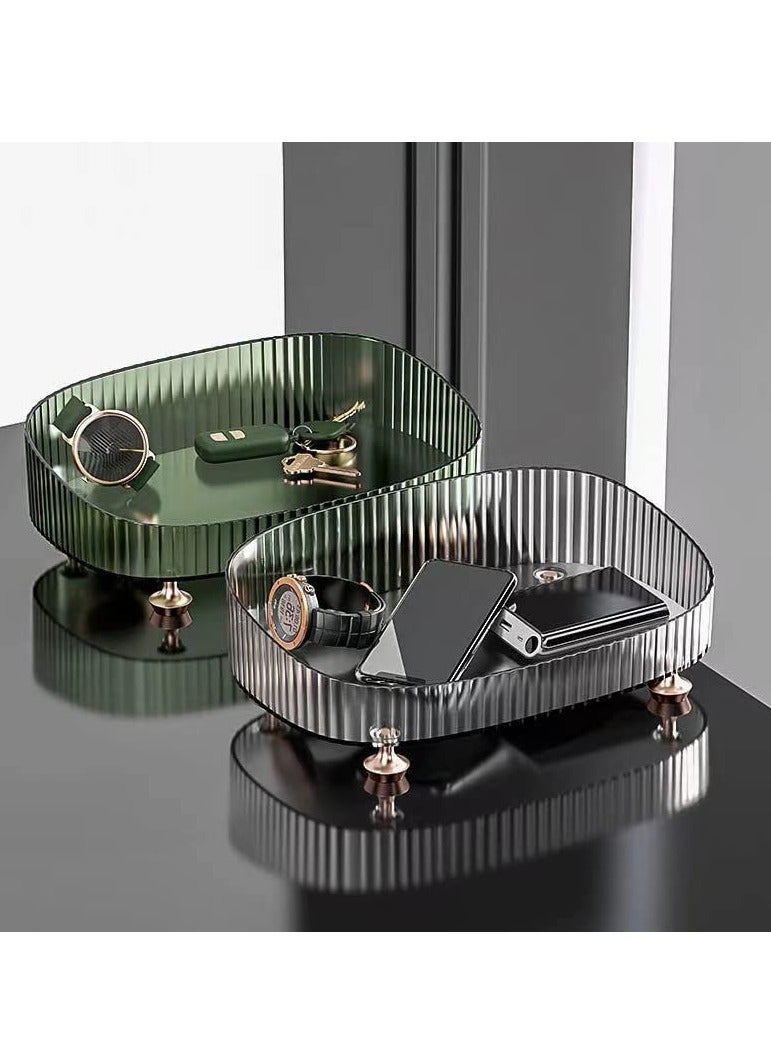 SYOSI Makeup Perfume Organizer, Perfume Storage Tray, Decorative Dresser Tray,  Countertop Cosmetic Storage Case for Cosmetics, Round Lotions Display Case, Entrance Key Tray, Room Table Storage Box - Image 2