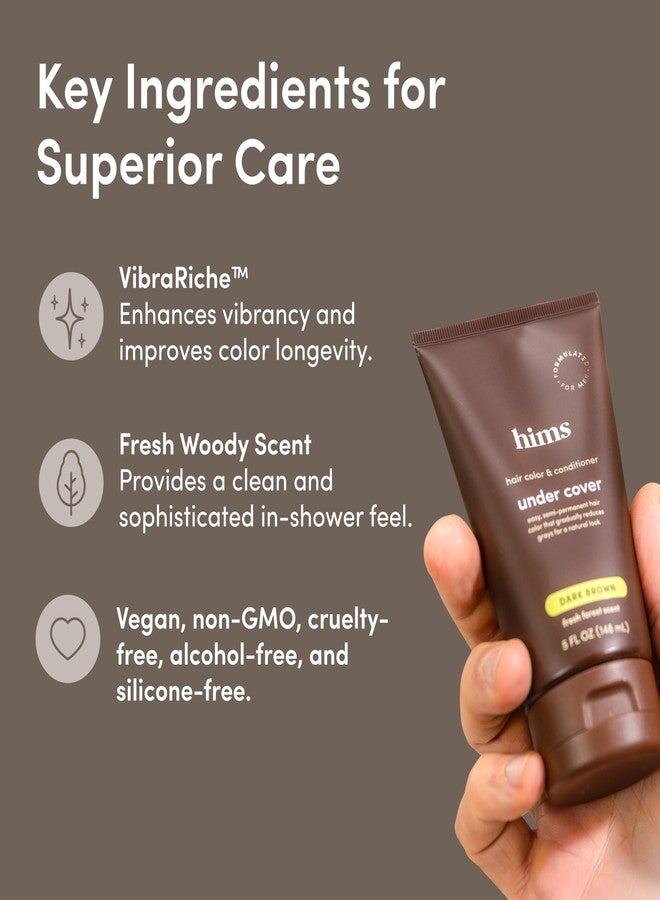 هيمز & هيرز صبغة شعر وبلسم هيمز أندر كوفر - بزيت الأرغان - صبغة شعر شبه دائمة للاستخدام أثناء الاستحمام - تخفي الشيب بشكل طبيعي - خالية من الكبريتات ولم تُختبر على الحيوانات - رائحة غابة منعشة - بني داكن - 150 مل - Image 3