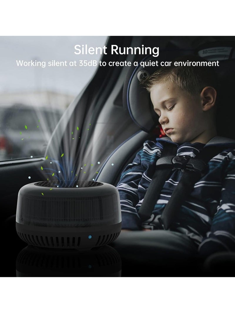 Small Air Purifier, Car Air Purifier Ionizer with True H13 HEPA Filter, USB Quiet Desktop Air Purifiers for Bedroom,Car, Small Room, Pets (Black) - Image 5