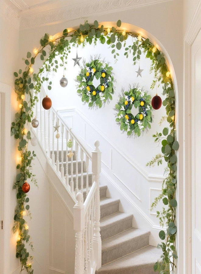 U'Artlines 24 Inch Lemon Wreath for Front Door, Spring Summer Door Wreaths with Fake Lemons Blueberry Greenery Wreath for All Seasons Window Wall Wedding Indoor Outdoor Decor - Image 4