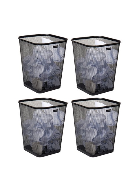Mind Reader Mesh Trash Can Waste Paper Basket Square Office Metal Mesh 975 L x 975 W x 1225 H Set of 4 Black