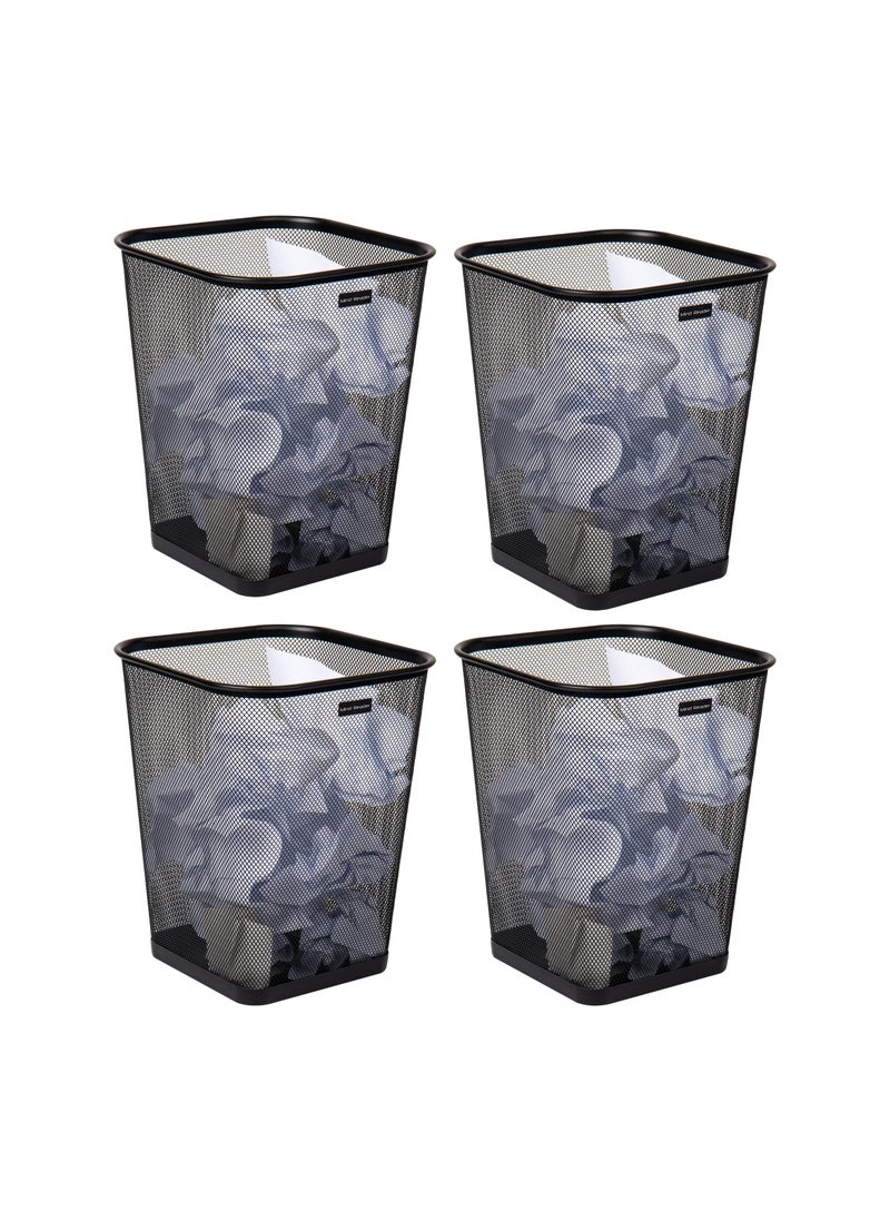 Mind Reader Mind Reader Mesh Trash Can Waste Paper Basket Square Office Metal Mesh 975 L x 975 W x 1225 H Set of 4 Black 
