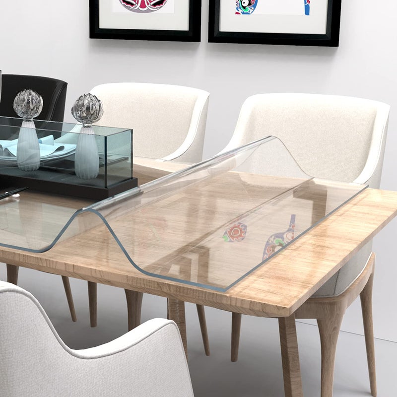 ETECHMART Clear Plastic Table Cover Protector Rectangle 24 x 48 Thick Waterproof Transparent Table Protector for Dining Table NonSlip Heat Resistant Clear Desk Mat for Kitchen Office Desktop