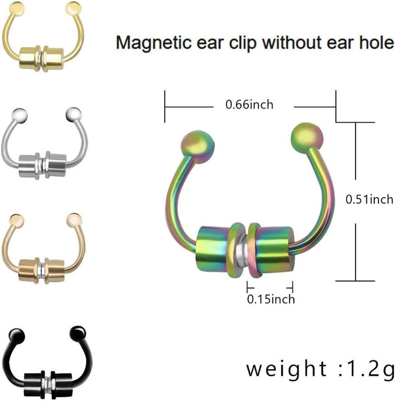 outerunner Store Fake Nose Ring Septum Piercing Magnet Magnetic Nose Hoop Rings Faux Septum Rings Non Piercing Clip On Nose Hoop Rings - Image 2
