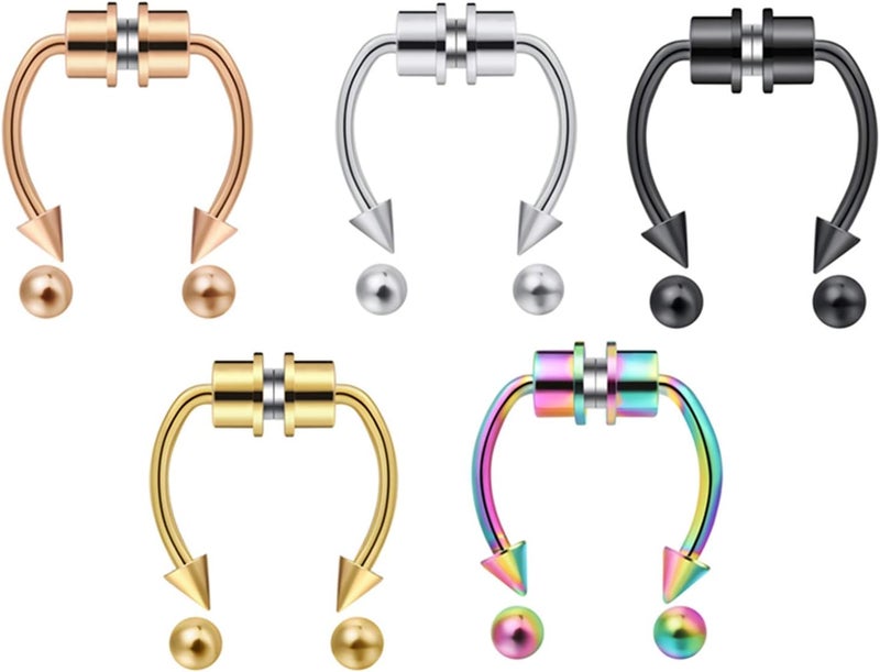 outerunner Store Fake Nose Ring Septum Piercing Magnet Magnetic Nose Hoop Rings Faux Septum Rings Non Piercing Clip On Nose Hoop Rings - Image 1