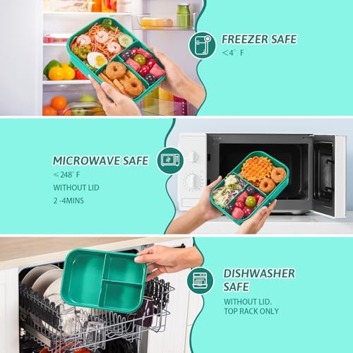 MISS BIG Bento Box for Kids, Leakproof Lunch Box, No BPAs & Chemical Dyes, M/W, D/W & Fridge Safe (1150ml Green) - Image 5