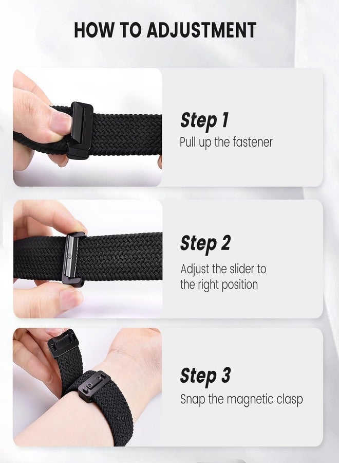 BandRain Stretchy Braided Bands Compatible with Samsung Galaxy Watch 8 Band 40mm 44mm/Galaxy Watch 8 Classic 46mm, Elastic Nylon Wristband Sport Strap for Galaxy Watch 8 2025 Women Men (Space Gray) - Image 5