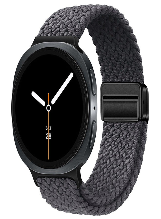 BandRain Stretchy Braided Bands Compatible with Samsung Galaxy Watch 8 Band 40mm 44mm/Galaxy Watch 8 Classic 46mm, Elastic Nylon Wristband Sport Strap for Galaxy Watch 8 2025 Women Men (Space Gray) - Image 1
