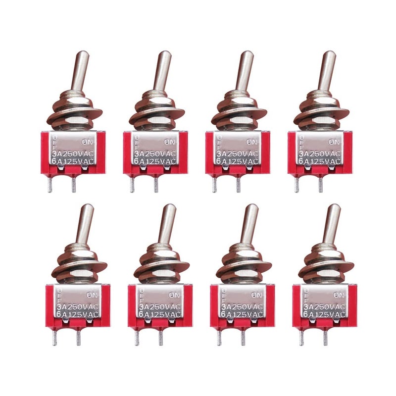 mxuteuk 8pcs SPST Mini Toggle Switch Miniature ON/Off Switch 2 Terminal 2 Position 6A 125V 3A 250V for DIY Car Dash Dashboard Electronic Equipment MTS-101 - Image 1