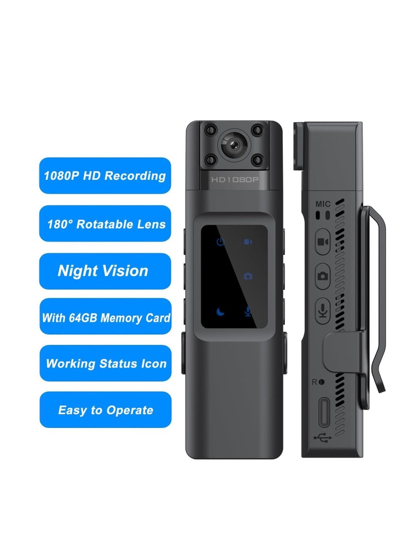 KASTWAVE 1080P HD Body Mounted Camera, Mini Wearable Body Worn Cam with Night Vision,for Law Enforcement Recorder,Indoor/Outdoor Use with Night Vision, 8 HR Battery Life - Image 2