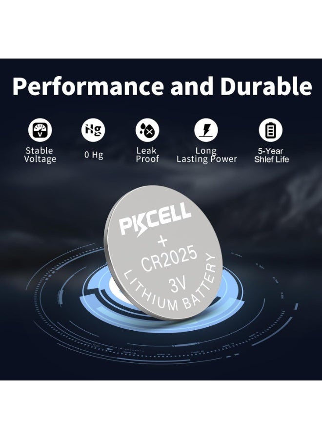 PKCELL CR 2025 Batteries CR2025 3V Lithium Battery (5-Pack) - Image 3
