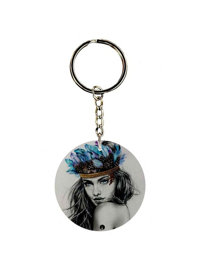 Girl Printed Double Sided Keychain
