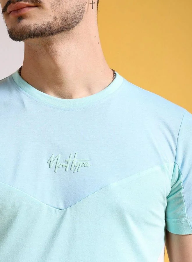 The Indian Garage Co The Indian Garage Co Men Blue Color Block Slim Fit T-Shirt