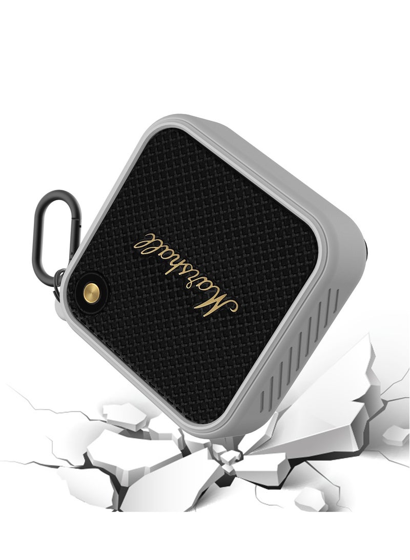 مارشال مناسبة لشركة مارشال بلوتوث مكبر الصوت حالة حماية السيليكون ، مكافحة قطرة مارشال ويلين حالة السيليكون الفضة الرمادية - Image 1