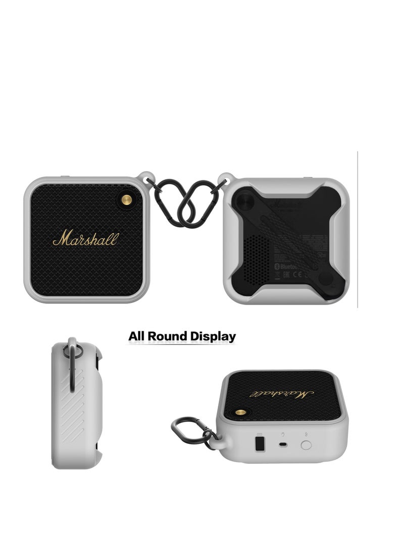مارشال مناسبة لشركة مارشال بلوتوث مكبر الصوت حالة حماية السيليكون ، مكافحة قطرة مارشال ويلين حالة السيليكون الفضة الرمادية - Image 2