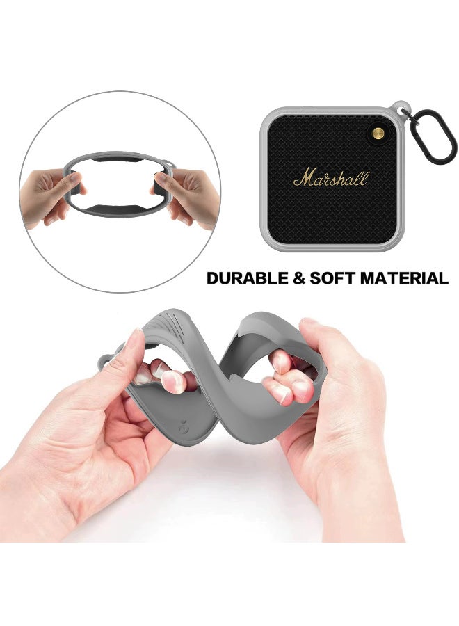 مارشال مناسبة لشركة مارشال بلوتوث مكبر الصوت حالة حماية السيليكون ، مكافحة قطرة مارشال ويلين حالة السيليكون الفضة الرمادية - Image 3