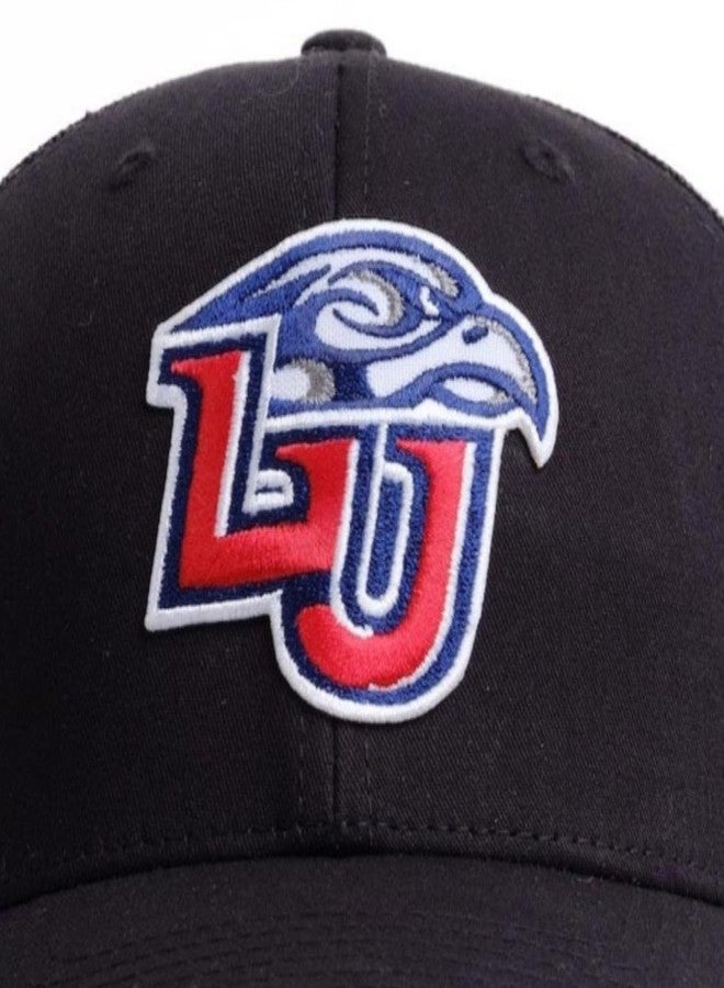 Nudge Printing Liberty Hat LU Flames Trucker Hat Adjustable Snapback Liberty University Embroidered Patch Mens Baseball Cap (Black Front with Black Mesh) - Image 3