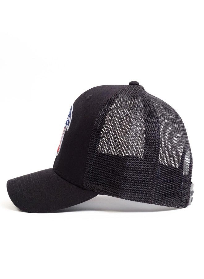 Nudge Printing Liberty Hat LU Flames Trucker Hat Adjustable Snapback Liberty University Embroidered Patch Mens Baseball Cap (Black Front with Black Mesh) - Image 5
