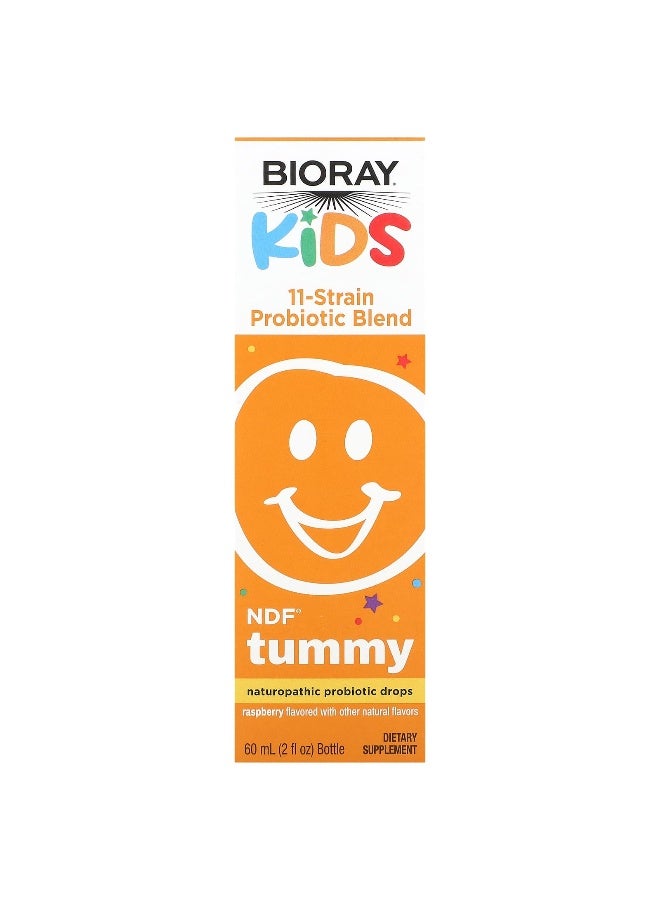 BIORAY Bioray, Kids, NDF Tummy, 11-Strain Probiotic Blend, Raspberry, 2 fl oz (60 ml) 