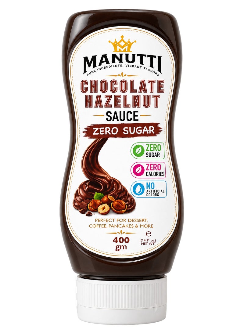 Manutti Chocolate Hazelnut Sauce  ZERO SUGAR - 400GM - Image 1