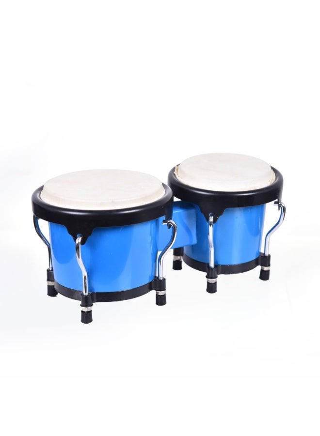 Generic Mini Bongo Drums Set, 5.5 and 5 Inches, Blue and Black, Percussion Musical Instrument  - Image 1