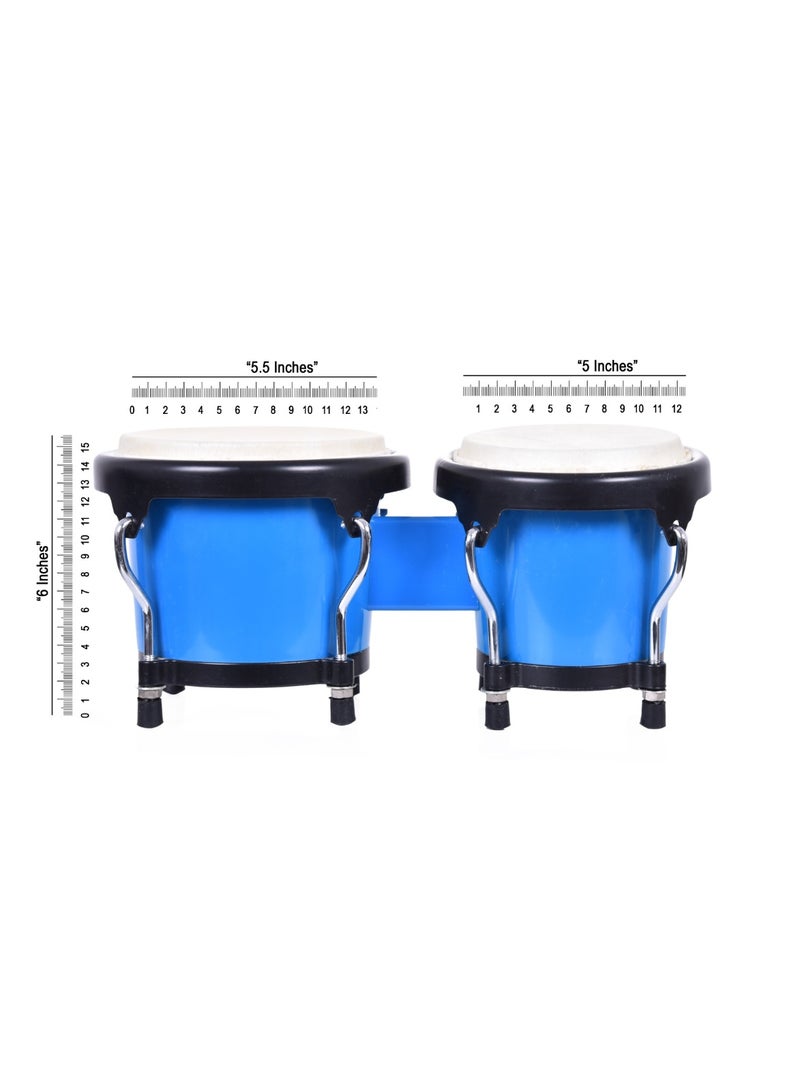 Generic Mini Bongo Drums Set, 5.5 and 5 Inches, Blue and Black, Percussion Musical Instrument  - Image 3