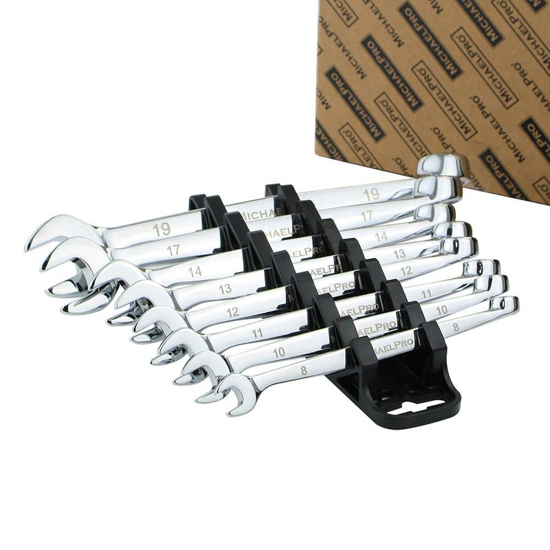 MichaelPro 8-Piece Metric Wrench Set Chromium Vanadium Steel, Ergonomic Spiral Grip, Unique Angular Design - Image 2