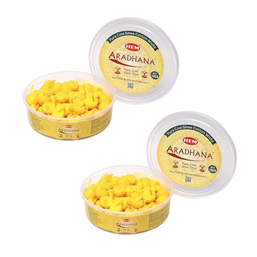Hem Aradhna Pure Cow Ghee Diya with Batti Pack of 100 Diyas | Pooja Room Items for Home | Wax Free | Ghee Wicks for Prayers, Rituals & Special Occasions | 30 mins Burning Time|Set of 2 - Image 1