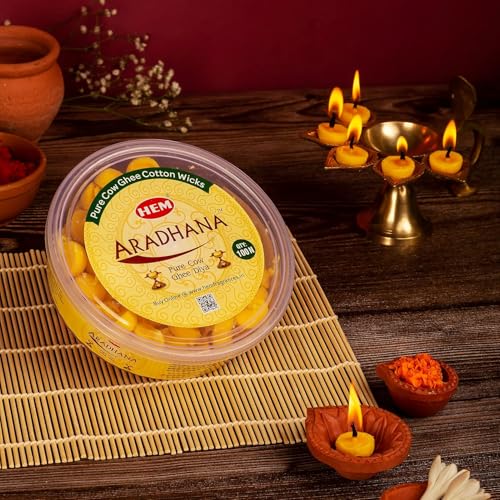 Hem Aradhna Pure Cow Ghee Diya with Batti Pack of 100 Diyas | Pooja Room Items for Home | Wax Free | Ghee Wicks for Prayers, Rituals & Special Occasions | 30 mins Burning Time|Set of 2 - Image 2