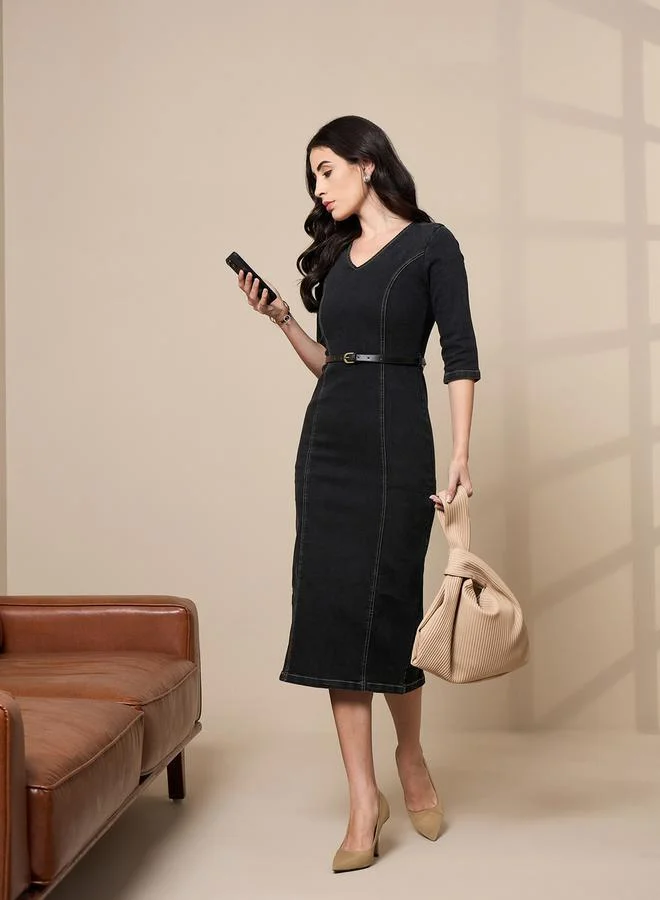 SASSAFRAS Denim Sheath Dress