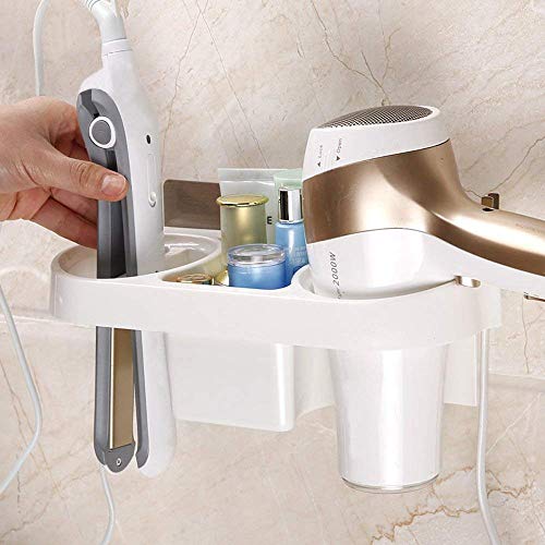 GREEYA Plastic Wall Mounted Hair Dryer Holder | No Drilling Adhesive Styling Tool Organizer | Multi-Functional Space Saving Storage Bathroom - Image 3
