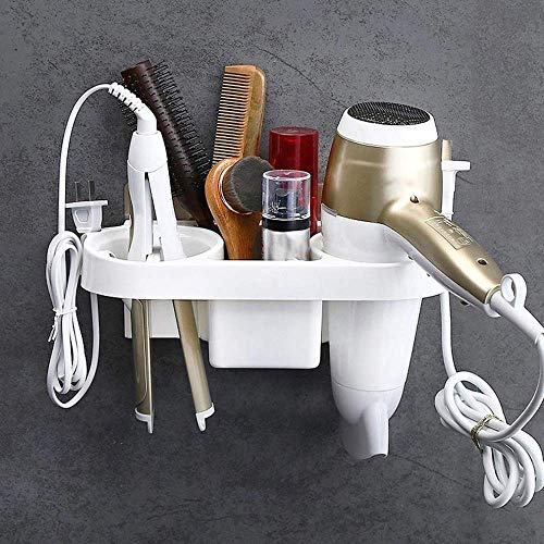 GREEYA Plastic Wall Mounted Hair Dryer Holder | No Drilling Adhesive Styling Tool Organizer | Multi-Functional Space Saving Storage Bathroom - Image 1