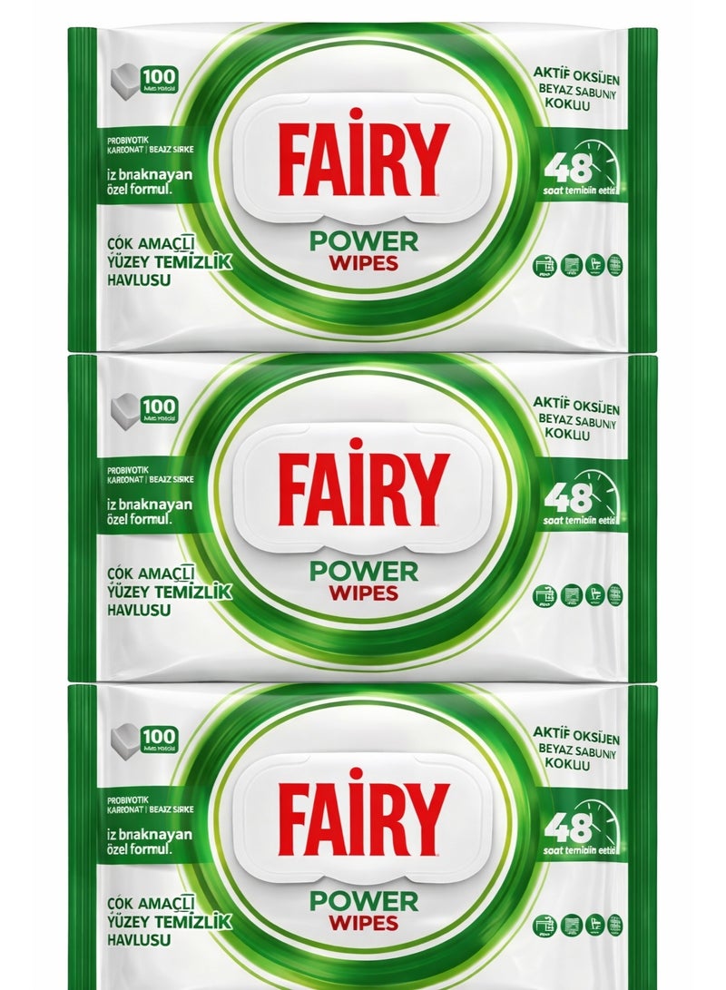 Fairy | 3 Pack Of | Fairy Multi-Purpose Surface Cleaning Towel 100 Sheets | White Soap | White Vinegar & Carbonate | 48 Hours Cleaning Effect | Traceless Formula - Image 1