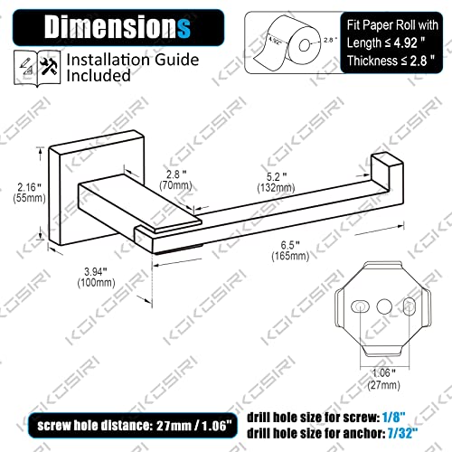 KOKOSIRI Chrome Toilet Paper Holder for Kitchen Bathroom Washroom Toilet Tissue Roll Holder Hold Mega Rolls Stainless Steel Wall Mounted B2006CH - Image 3