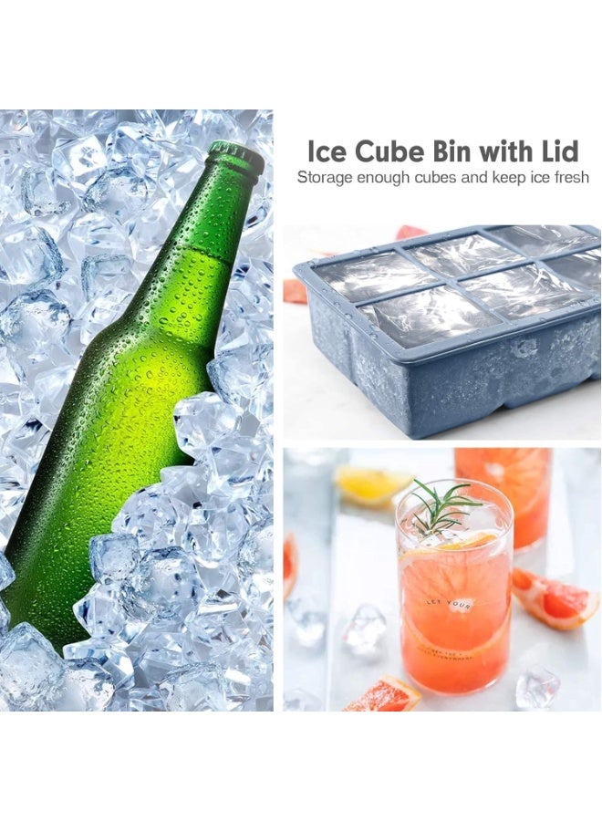 HOOJO® 3-Pack Silicone Ice Cube Tray Set with Lids – Large 1.9" Cubes – Food-Grade Material, BPA-Free – Easy Release Ice Moulds for Whiskey, Cocktails, Juice – Reusable Freezer Trays - Image 5
